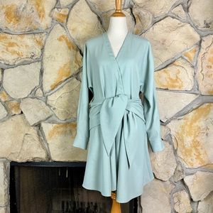 Tibi Chalky Short Wrap Dress Ash Green | 8